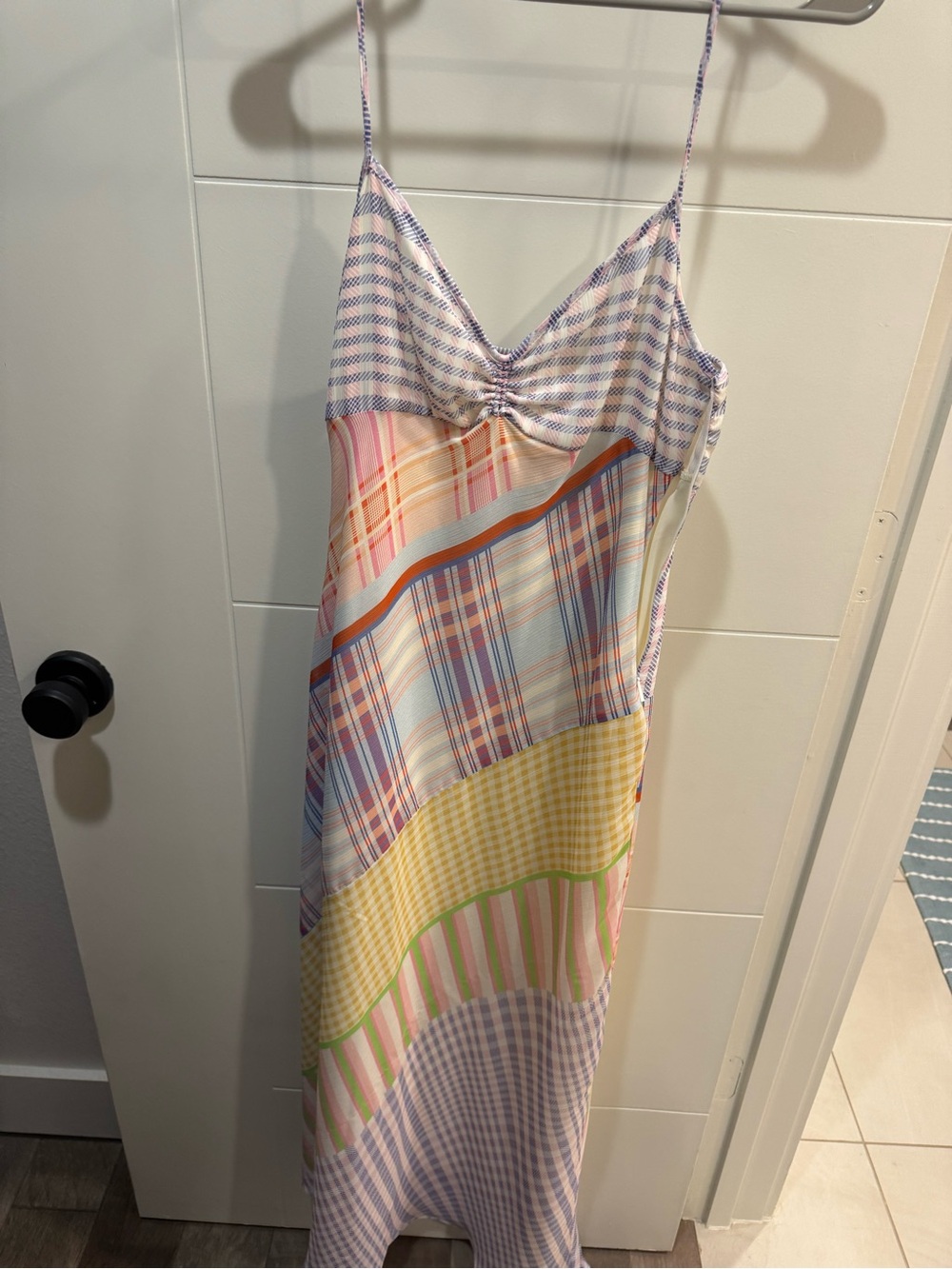 Mango Cream Dress with Pink and Blue Trim